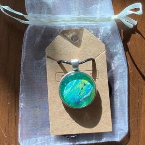 Handmade Acrylic Pour Necklace-Green